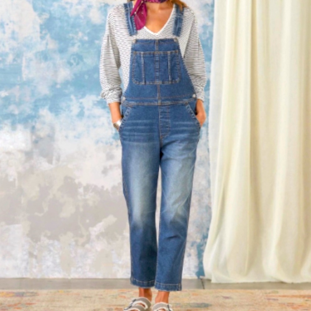 Driftwood Walk My Way Denim Bib Overalls Sz M